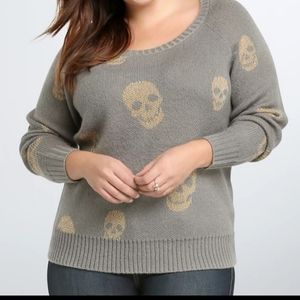 Torrid Skulls Pullover Cozy Soft Cardigan Sweater 1X
